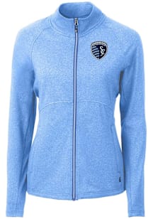 Cutter and Buck Sporting Kansas City Womens Light Blue Adapt Eco Knit Light Weight Jacket
