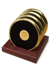 Pittsburgh Penguins Gold and Leather Coaster - Gold