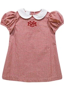 Vive La Fete New Mexico Lobos Baby Girls Red Gingham Collar Short Sleeve Dress