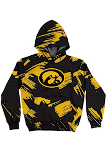 Vive La Fete Iowa Hawkeyes Youth Gold Paint Brush Long Sleeve Hoodie