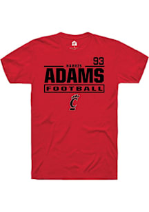 Harris Adams Cincinnati Bearcats Red Football NIL Stacked Box Short Sleeve Player T Shirt