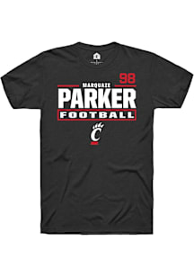 Marquaze Parker Cincinnati Bearcats Black Football NIL Stacked Box Short Sleeve Player T Shirt