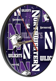 Black Northwestern Wildcats Printed Wall Clock