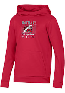 Under Armour Maryland Terrapins Youth Red Vintage Team Logo Long Sleeve Hoodie