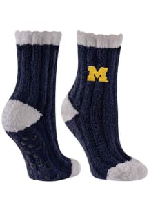 Warm Fuzzy Michigan Wolverines Womens Crew Socks - Blue