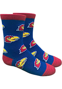 Kansas Jayhawks Allover Design Youth Quarter Socks