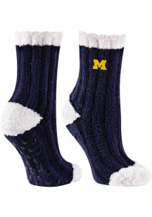 Warm Fuzzy Michigan Wolverines Womens Quarter Socks - Blue