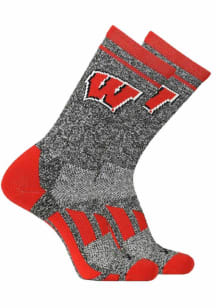 Heather Wisconsin Badgers Mens Crew Socks - Red