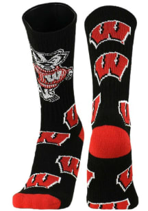 Super Mascot Wisconsin Badgers Mens Crew Socks - Red