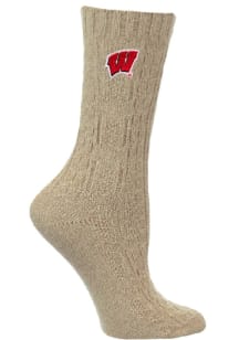 Cable Knit Wisconsin Badgers Womens Crew Socks - Red