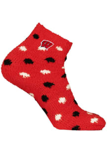 Polka Dot Wisconsin Badgers Womens Quarter Socks - Red