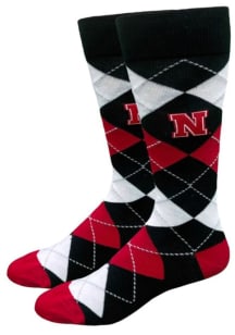 Dress Nebraska Cornhuskers Mens Argyle Socks - Black