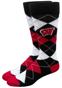 Dress Wisconsin Badgers Mens Argyle Socks - Red