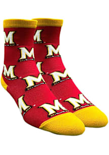 Allover Maryland Terrapins Youth Quarter Socks - Red
