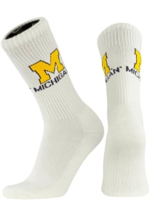 Basic Michigan Wolverines Mens Crew Socks - White