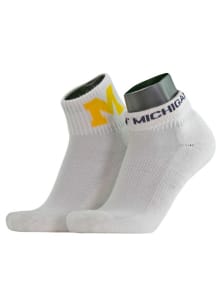 Flip Top Michigan Wolverines Mens Quarter Socks - White