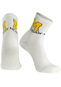 Basic Michigan Wolverines Mens Quarter Socks - White