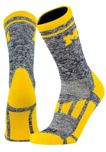 Heather Michigan Wolverines Mens Crew Socks - Navy Blue