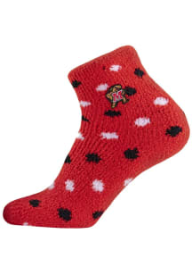 Polka Dot Maryland Terrapins Womens Quarter Socks - Red
