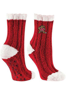 Warm Fuzzy Maryland Terrapins Womens Quarter Socks - Red