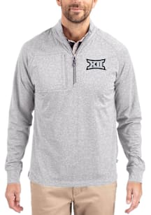 Cutter and Buck Big 12 Mens Grey Adapt Eco Knit Big and Tall Qtr Zip