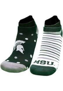 Stripe and Dot 2 Pack Michigan State Spartans Womens No Show Socks - Green