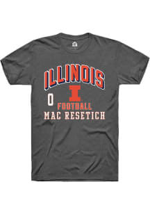 Mac Resetich Rally Mens Dark Grey Illinois Fighting Illini NIL Arch Logo Player T Shirt