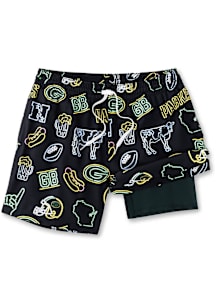 Chubbies Green Bay Packers Mens Black Classic Neon 5.5in Lined Swim Trunks