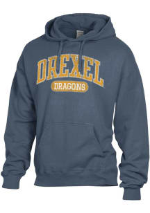 Mens Drexel Dragons Navy Blue ComfortWash Arch Garment Dyed Hooded Sweatshirt