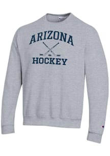 Champion Arizona Wildcats Mens Grey Hockey Powerblend Long Sleeve Crew Sweatshirt