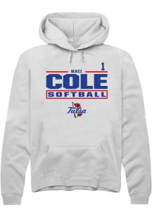 Maci Cole Rally Mens White Tulsa Golden Hurricane NIL Stacked Box Player Hood