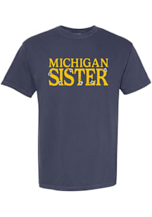 Summit Sportswear Michigan Wolverines Womens Navy Blue Floral Sister Short Sleeve T-Shirt