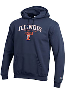 Champion Illinois Fighting Illini Mens Navy Blue Pill Box Mom Powerblend Long Sleeve Hoodie