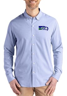 Cutter and Buck Seattle Seahawks Mens Navy Blue Historic Epic Confidence Pinstripe Long Sleeve Dre..