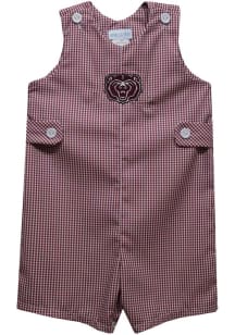 Vive La Fete Missouri State Bears Baby Maroon Gingham Overalls