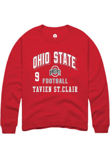 Tavien St. Clair Rally Mens Red Ohio State Buckeyes NIL Arch Logo Crew Sweatshirt