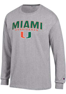 Champion Miami Hurricanes Grey Jersey Long Sleeve T Shirt