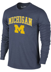 Michigan Wolverines Navy Blue Arch Mascot Long Sleeve Fashion T Shirt