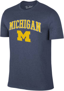 Michigan Wolverines Navy Blue Arch Mascot Short Sleeve Fashion T Shirt