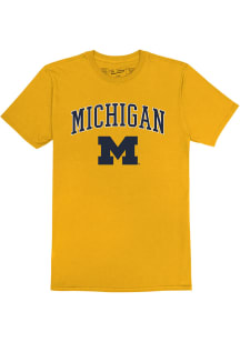 Michigan Wolverines Gold Arch Mascot Short Sleeve T Shirt