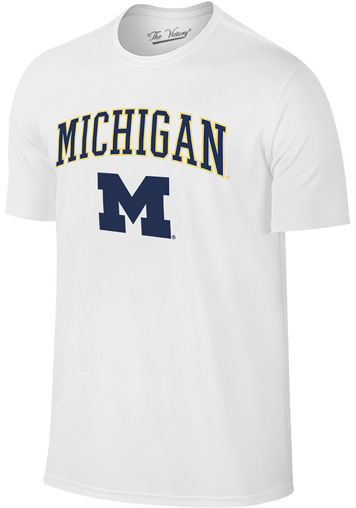 Michigan Wolverines White Arch Mascot Short Sleeve T Shirt