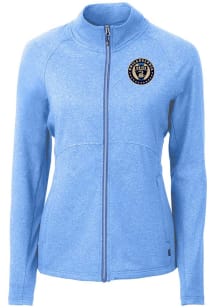 Cutter and Buck Philadelphia Union Womens Light Blue Adapt Eco Knit Light Weight Jacket