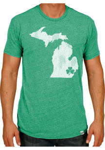 Rally Michigan Green State Shape Shamrock Short Sleeve T Shirt