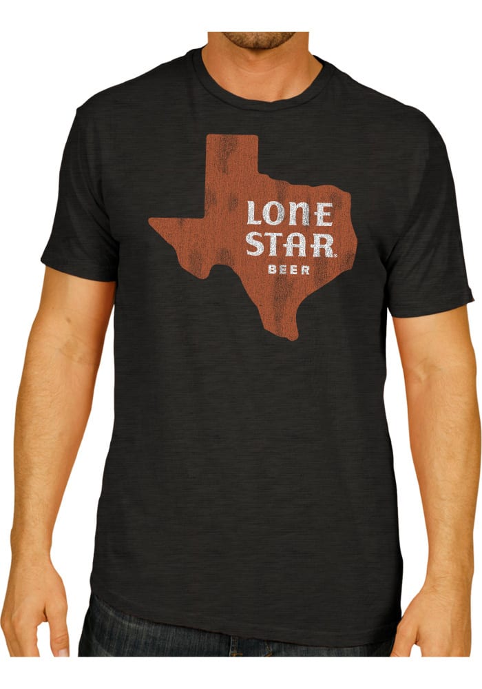 Lone Star Texas Black State Shape Beer Short Sleeve T Shirt