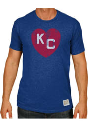 Original Retro Brand Kansas City Monarchs Blue Heart of KC Short Sleeve Fashion T Shirt