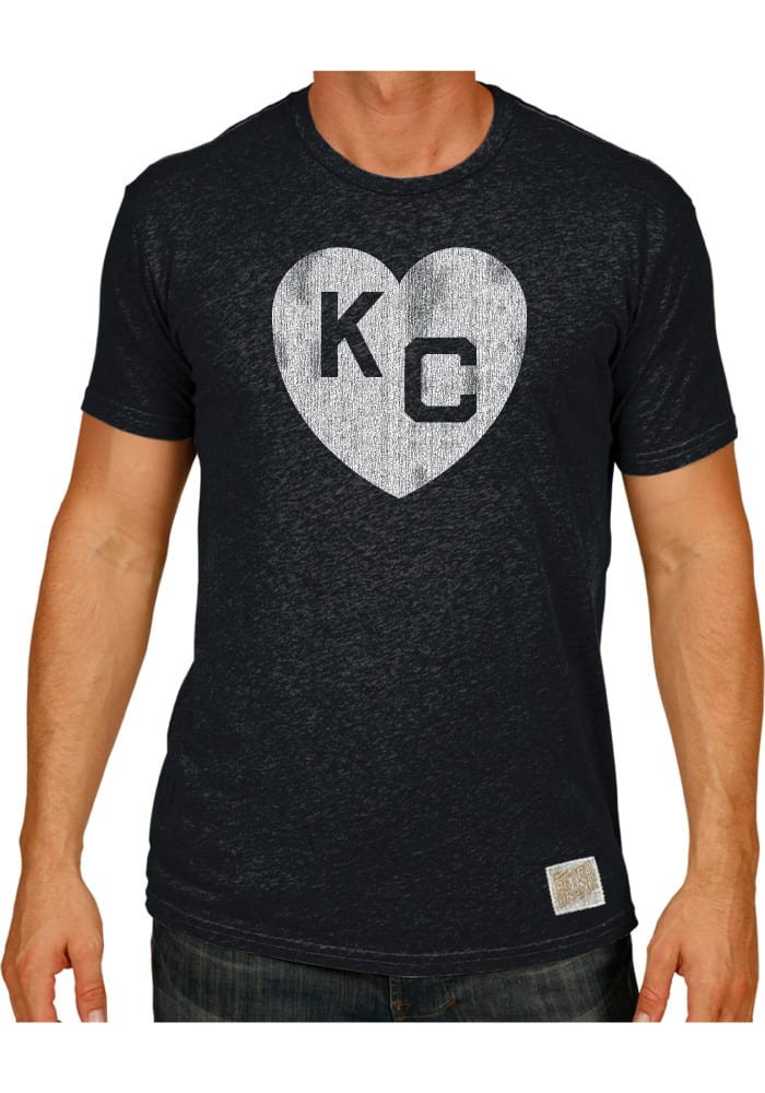 Original Retro Brand Monarchs Black Heart of KC Short Sleeve Fashion T Shirt