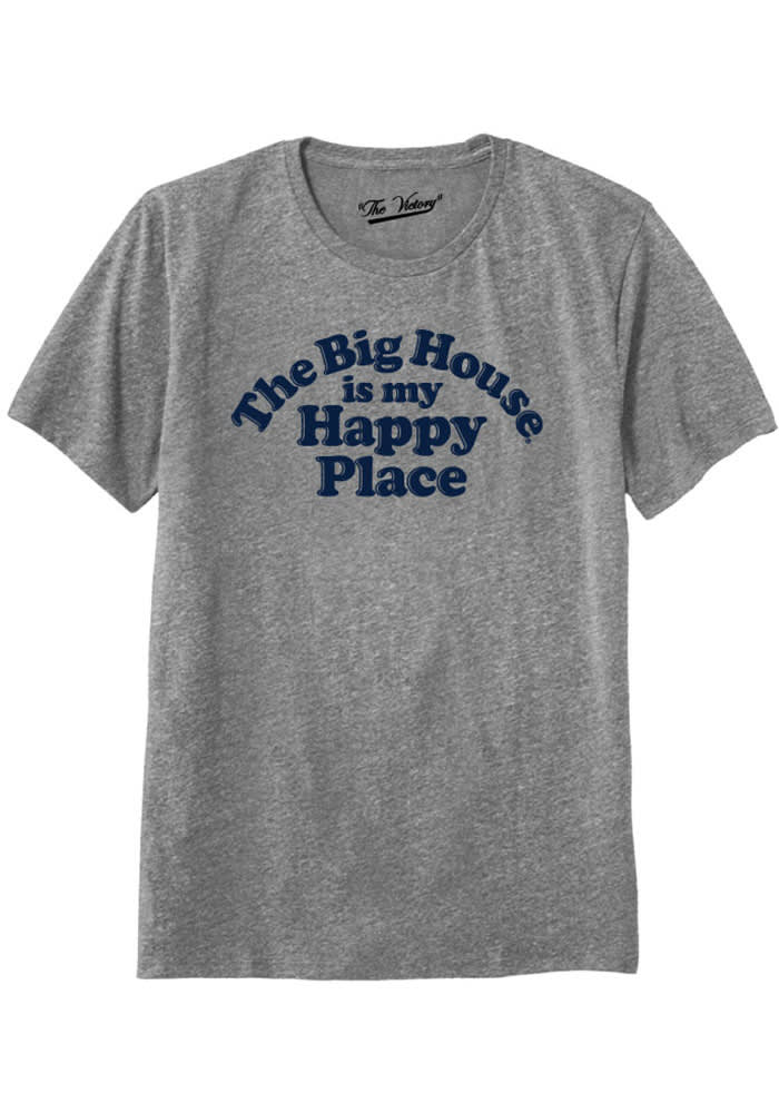 Michigan Wolverines Grey Happy Place Short Sleeve Fashion T Shirt