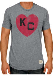 Original Retro Brand Kansas City Monarchs Grey Monarch Heart Short Sleeve Fashion T Shirt