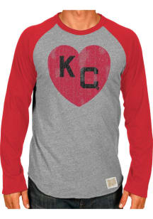 Original Retro Brand Kansas City Monarchs Grey Monarch Heart Long Sleeve Fashion T Shirt