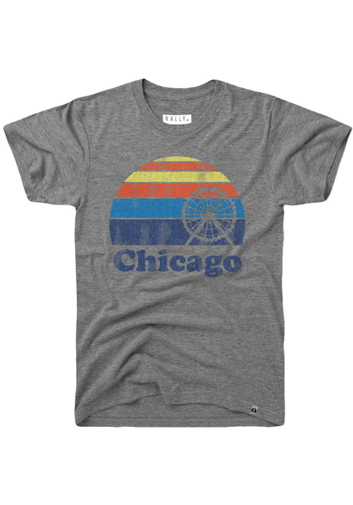 Rally Chicago Grey Sunset Navy Pier Short Sleeve T Shirt